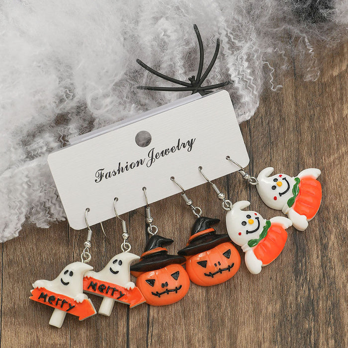 Wholesale Halloween Series Pumpkin Ghost Acrylic Earring Set JDC-ES-JunJie014