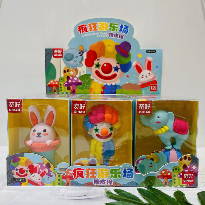 Wholesale 12pcs/box Decorative Rubber Eraser Amusement Park Cartoon Student Stationery