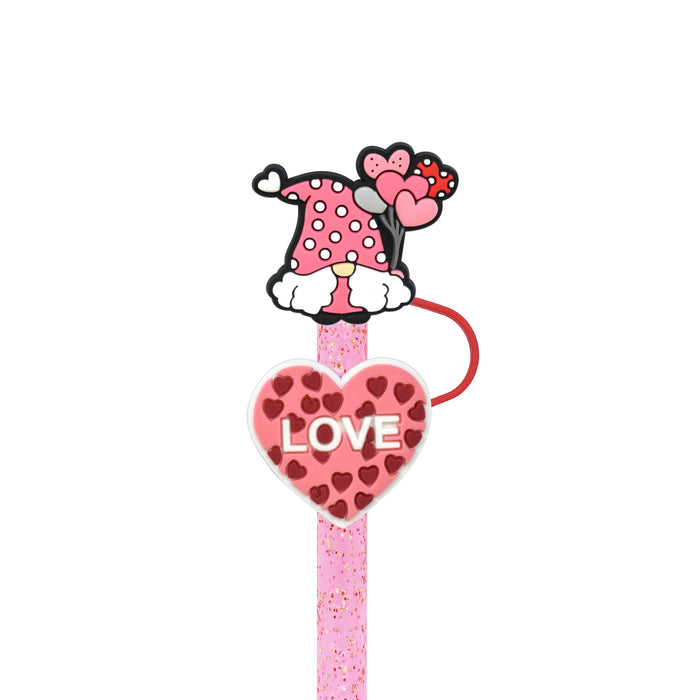 Wholesale 10mm Valentine's Day 10mm Cartoon 100pcs PVC Cartoon Straw Cap JDC-SCR-RYY004