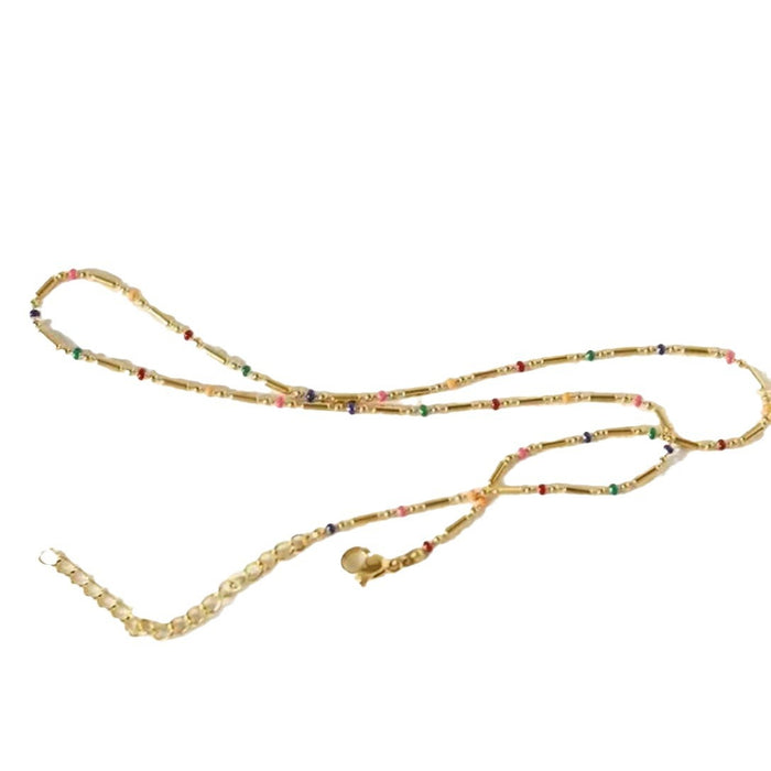 Wholesale French Style Colorful Bead Anklet Geometric Copper Chain Fashion Accessory MOQ≥2
