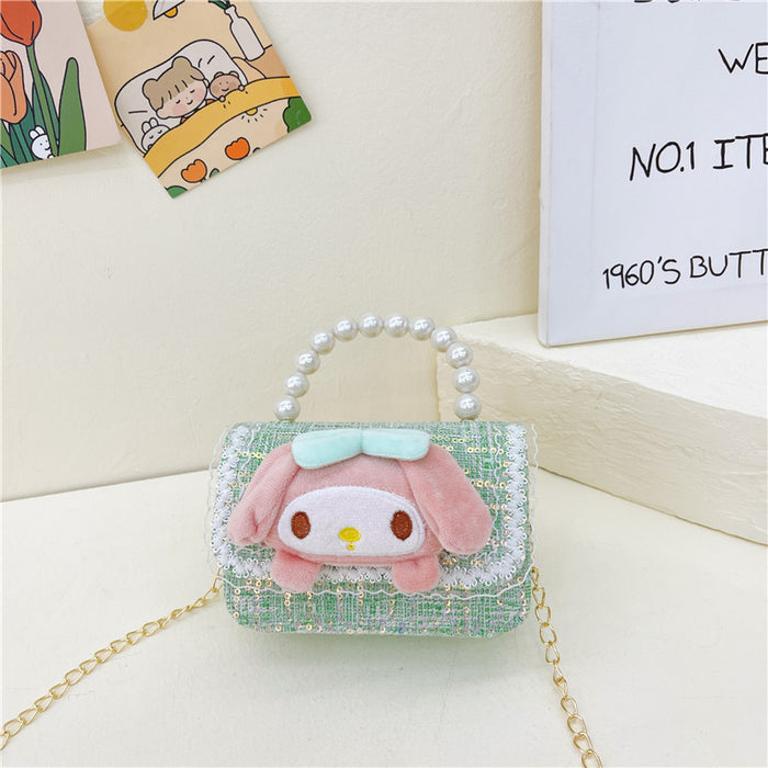 Wholesale PU Sequin Children's Accessories Bag Pearl Portable Shoulder Crossbody Bag JDC-SD-GM004