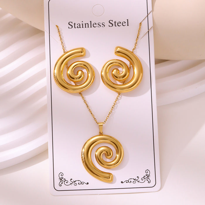Wholesale RetroEarrings Necklace Stainless Steel Gold-Plated Jewelry