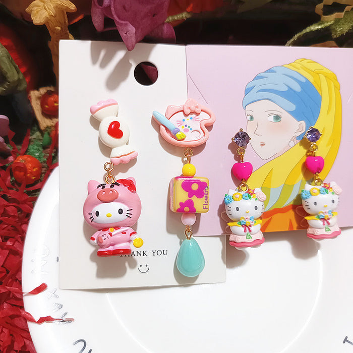 Wholesale cute  cat angel cat funny silver cartoon earrings women' s earrings