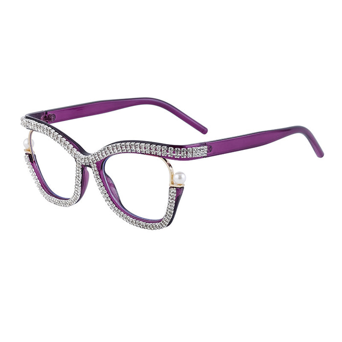 Wholesale diamond plain glasses frame female fashion cat eye can match myopia glasses frame female