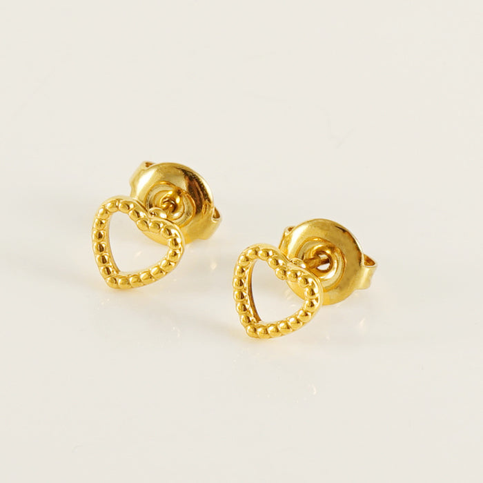 Wholesale Mini Heart-Shaped Irregular Titanium Steel Earrings