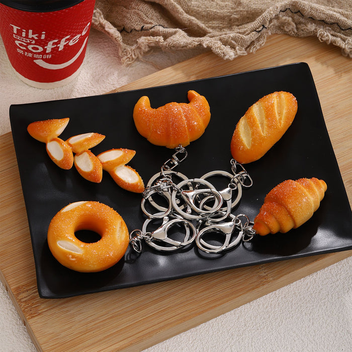 Wholesale PVC Bread Keychain Set Realistic Croissant Donut Design Fun Bag Charm