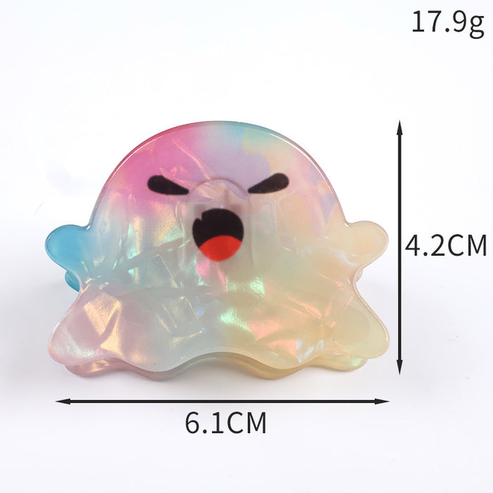 Wholesale Halloween imitation acetate  funny dark style shark clip personality creative pumpkin hairpin ghost clip