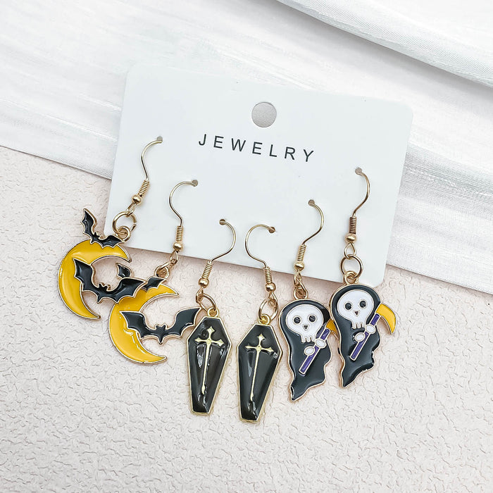 Wholesale Three Pairs of Oil Drop Halloween Pendant Earring Set JDC-ES-Oulu006