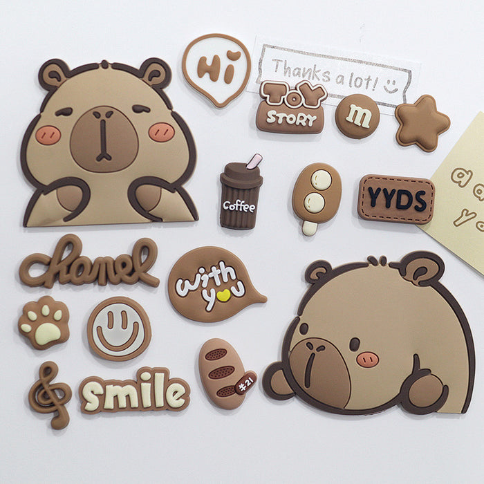 Wholesale 10pcs Capybara soft rubber decoration handmade DIY accessories mobile phone case slippers buckle cup stickers