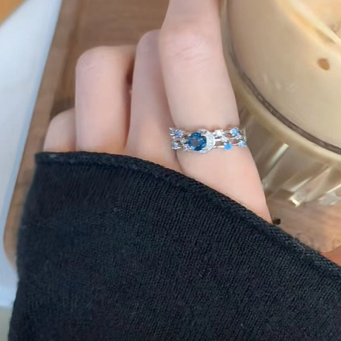 Wholesale blue zircon ring personality ring jewelry