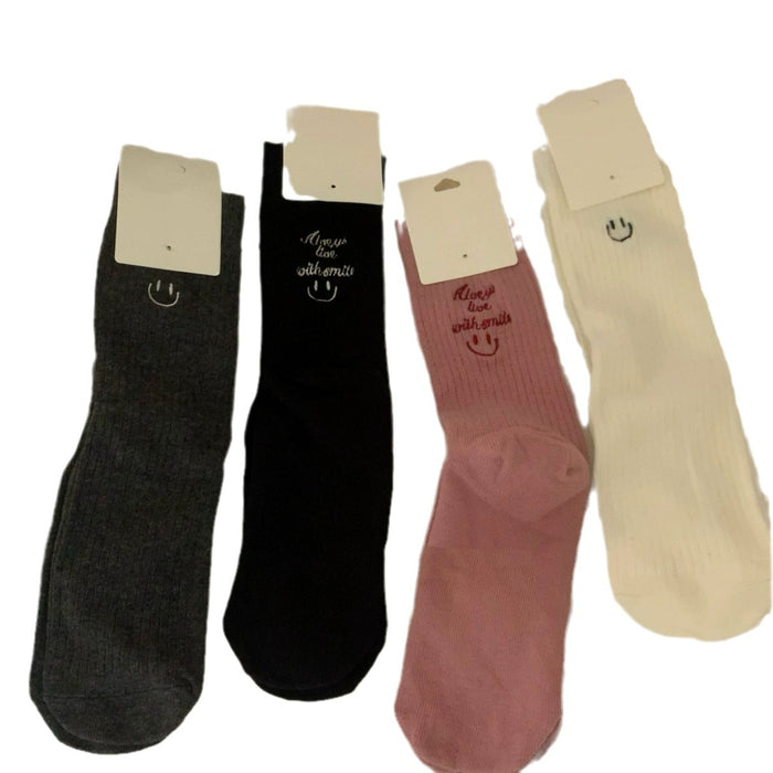 Wholesale Socks made of pure cotton with a middle tube, stacked with embroidery, vintage style, versatile and comfortable