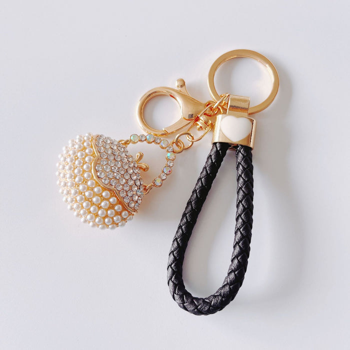 Wholesale Metal Rhinestone Pearl Handbag Keychain JDC-KC-ZhanLun001