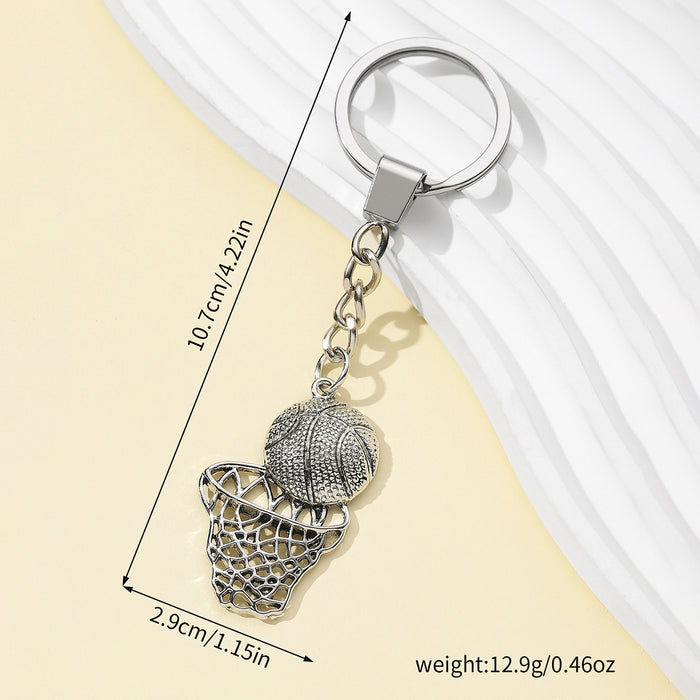 Wholesale basketball box metal keychain creative basketball gift key ring pendant