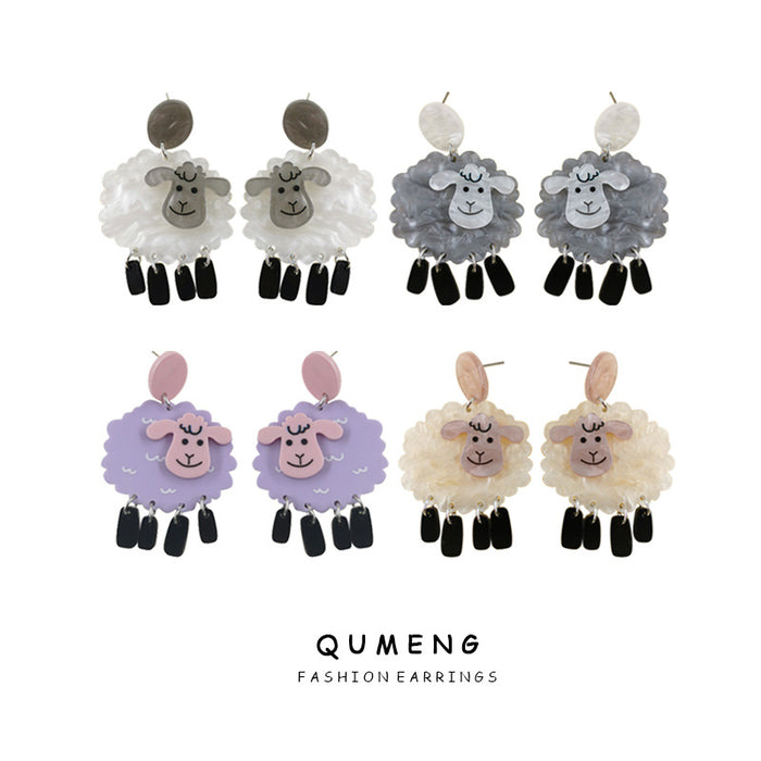 Wholesale Little Sheep Acrylic Printing Earrings JDC-ES-QingM005