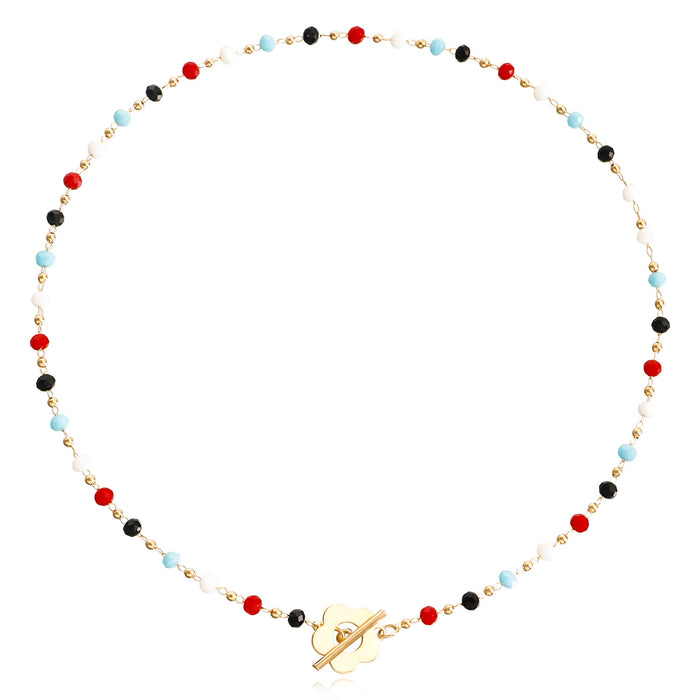 Wholesale New Jewelry Colored Crystal Glass Bead Chain OT Buckle Necklace Neck Chain Collar