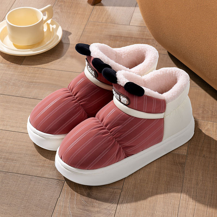 Wholesale  Cotton Slippers Women's  Home Indoor Non-Slip Thick Bottom Plush Couple Cartoon Slippers for Men