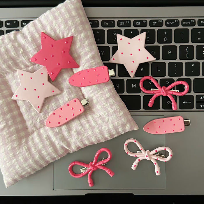 Wholesale Sweet Pink Style Bow Hairpin Sweet Girl Side Clip Duckbill Clip Hairpin Accessories