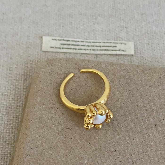 Wholesale Gold Ring with Pearl Flowers