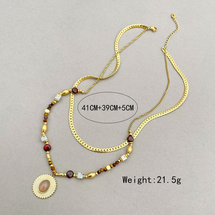 Wholesale Round Bead Handmade Double Chain Pendant JDC-NE-Jinyue002