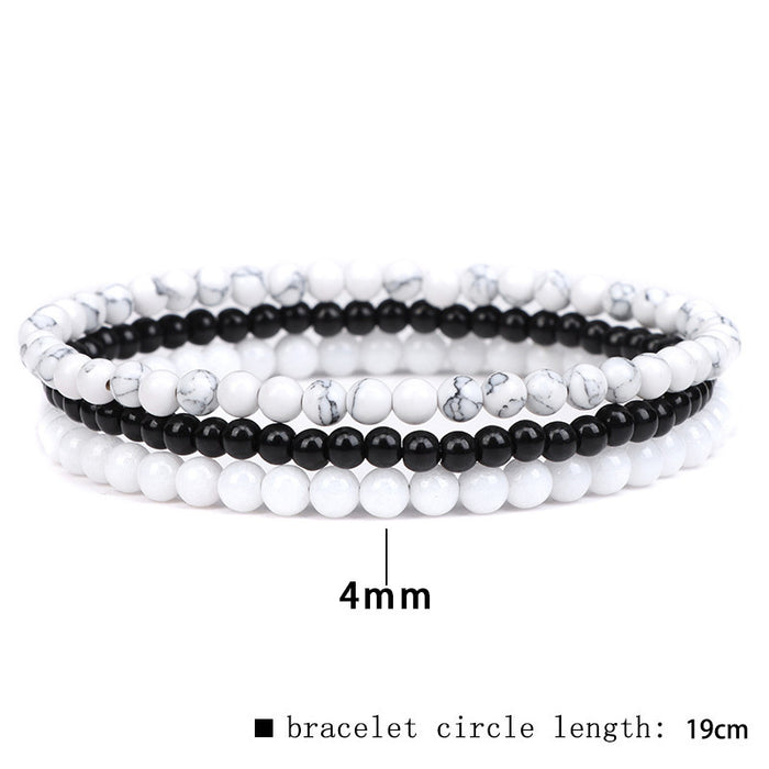 Wholesale 4mm natural stone bead bracelet with elastic cord set