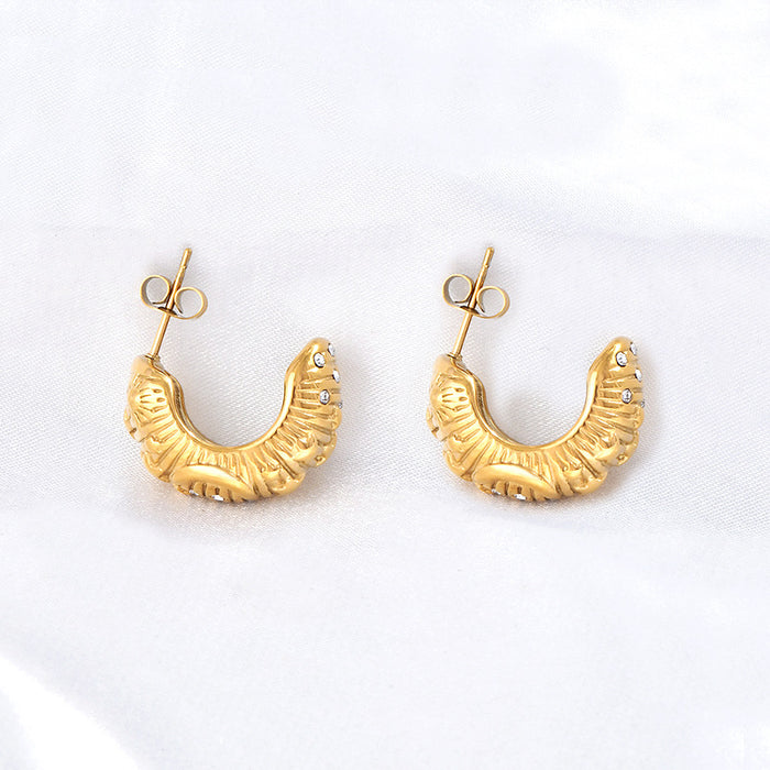 Wholesale  fashion earrings ladies 18K electroplating star Moon White oxide zircon inlay tide earrings