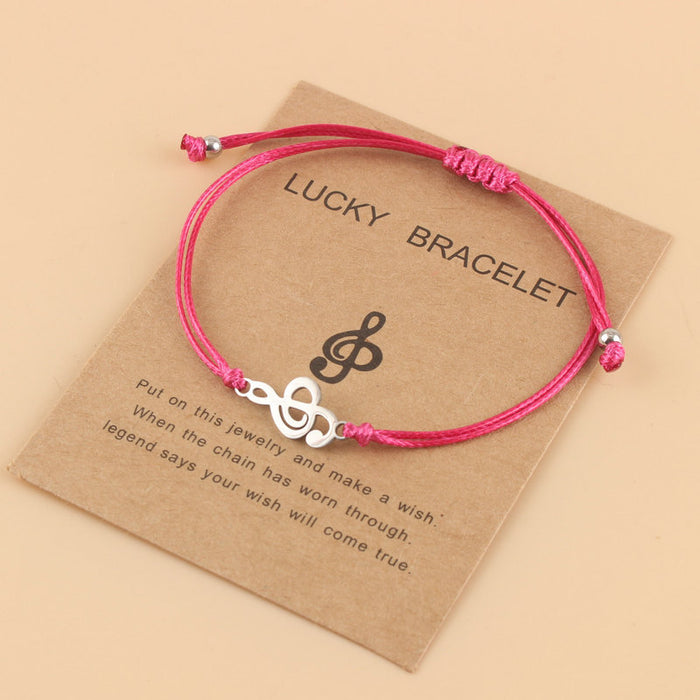 Wholesale Woven Adjustable Wax Line Bracelet Stainless Steel Music Symbol Bracelet