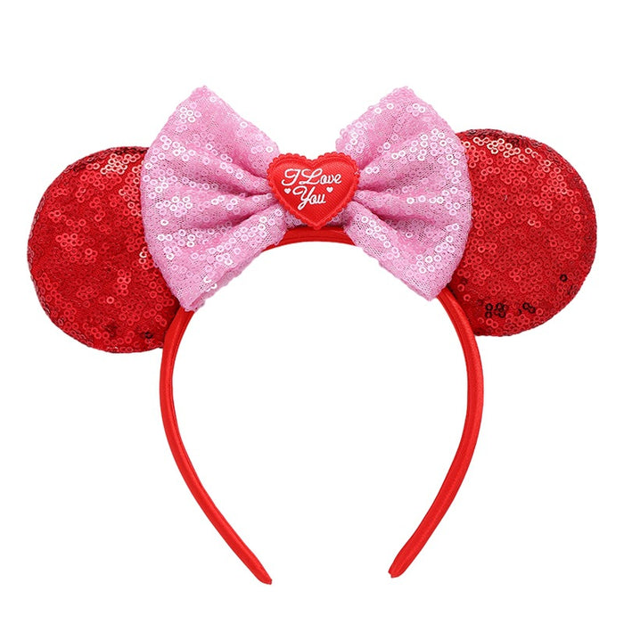 Wholesale Valentine's Day Sequin Bow Headband Cartoon Love Fabric Headband JDC-HD-MeiY009