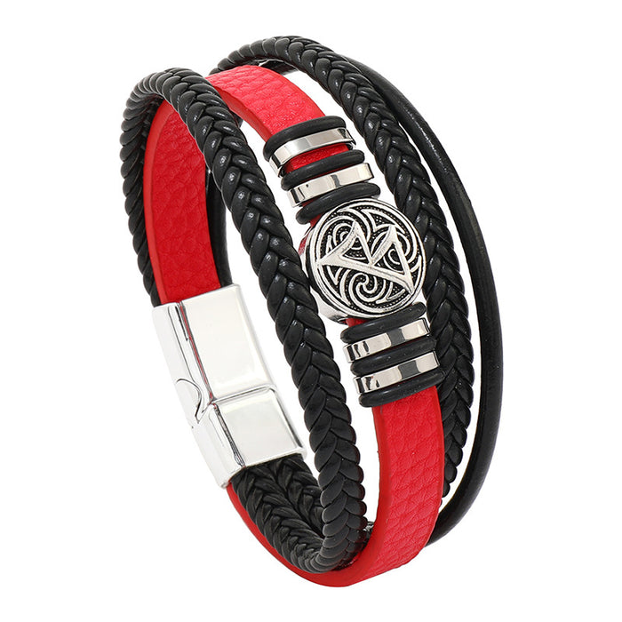 Wholesale Men's Hand Jewelry Versatile Multi-layer Braided Leather Bracelet Textual Compass Leather Wristband