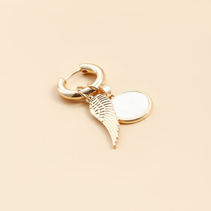 Wholesale heart pearl wings long stick hoop earrings