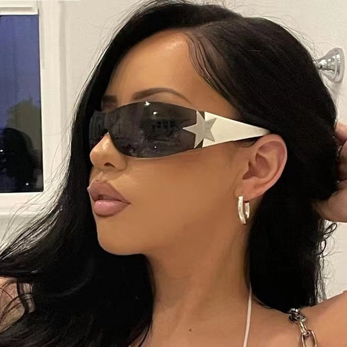 Wholesale Sunglasses integrated pilot sunshade sunglasses pentagram glasses
