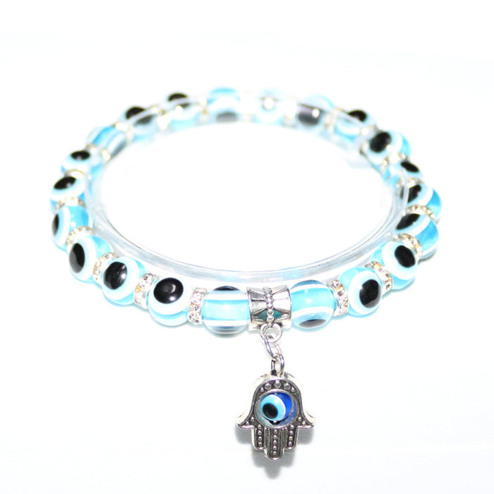 Wholesale Devil's eye Evil eye Palm Pendant Bracelet Evil eye Beaded Elastic Bracelet for Women