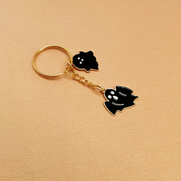 Wholesale Halloween Cartoon Cute Black and White Small Ghost Alloy Keychain JDC-KC-TYS014