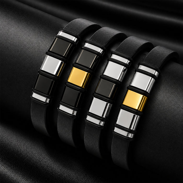 Wholesale Men' s Bamboo Stainless Steel Bracelet Fashion Accessory