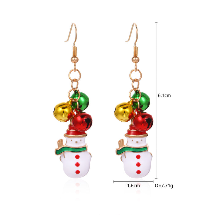 Wholesale Alloy bell snowman elk gingerbread man earrings Christmas earrings