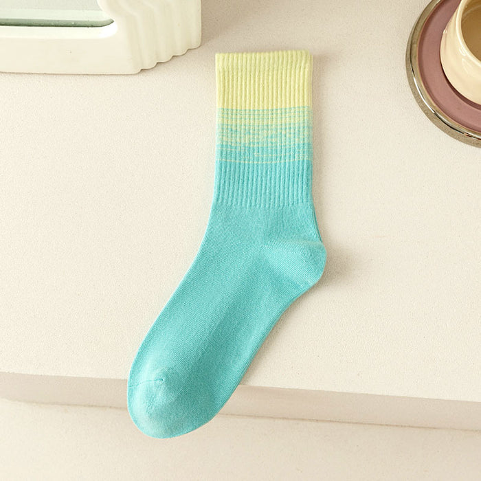 Wholesale Socks gradient color, mid tube lightweight sports socks, running socks, cotton