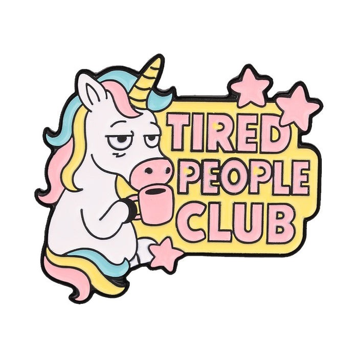 Wholesale Trendy Unicorn Coffee Pony Brooch Sleepy Horse Metal Badge Fashion Accessory