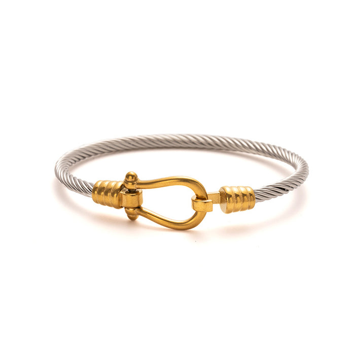 Wholesale steel wire rope gold bracelet
