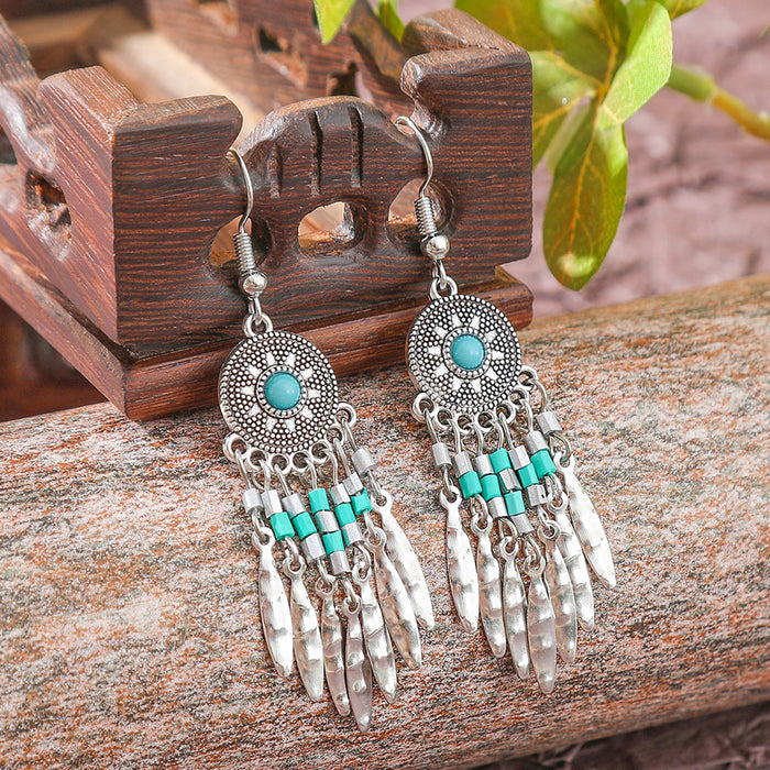 Wholesale 2pcs Bohemian Vintage Flower Tassel Elegant Earrings