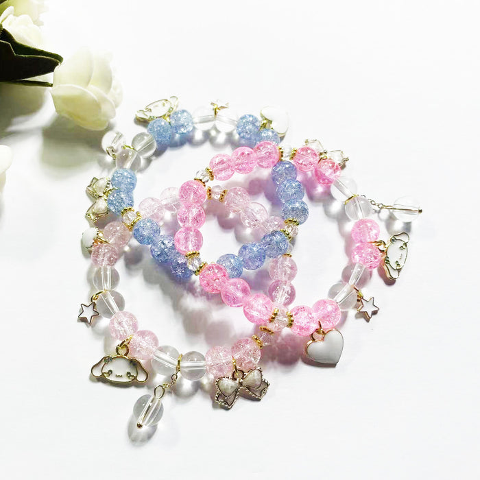 Wholesale Burst Beads Cute Cinnamon Dog Bracelets,  Heart Bow Beaded Bracelets