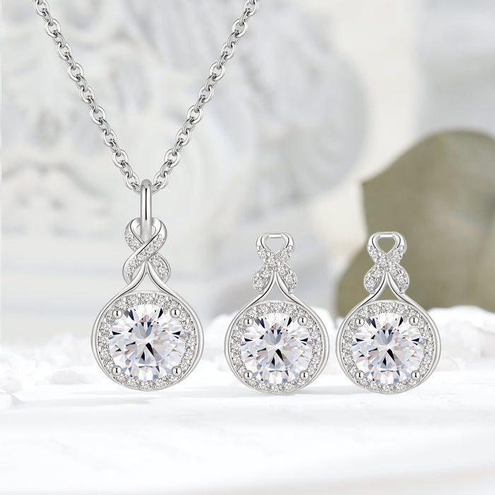 Wholesale Original Design: Light Luxury Waterdrop Set for Women with a High Grade Feeling, Gourd Round Bag Earrings