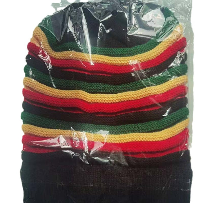 Wholesale Colorful Striped Long Rainbow Acrylic Knitted Beanie JDC-FH-LvH013