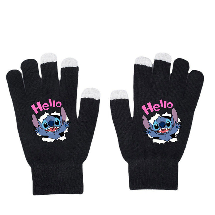 Wholesale Warm Touch Screen Solid Color Printed Knitted Gloves JDC-GS-JR001