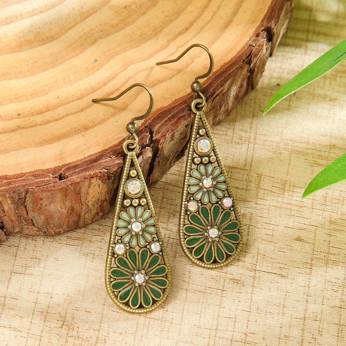 Wholesale 2pcs Bohemian drop-shaped turquoise earrings