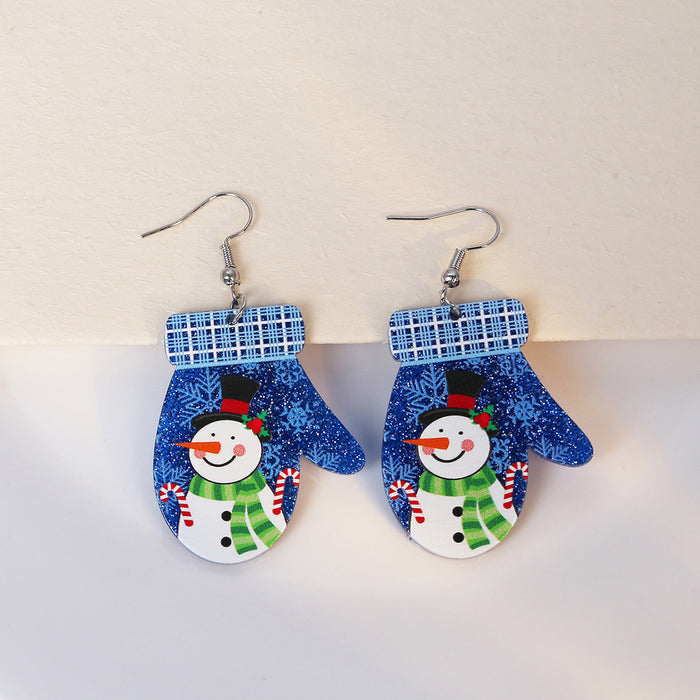 Wholesale  gloves snowman design acrylic earrings