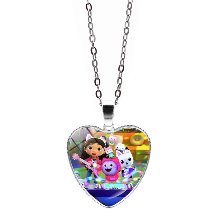Wholesale Anime Heart Pendant Sweater Chain Necklace Jewelry