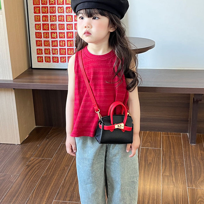 Wholesale New fashionable lychee patterned mini Kelly bag for girls, contrasting color crossbody bag