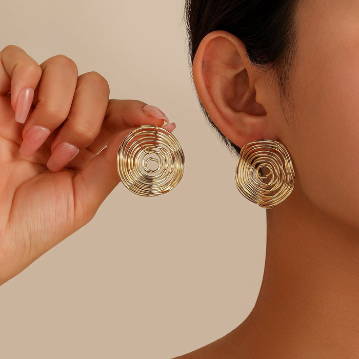 Wholesale Versatile and personalized round threaded thread wrapped earrings