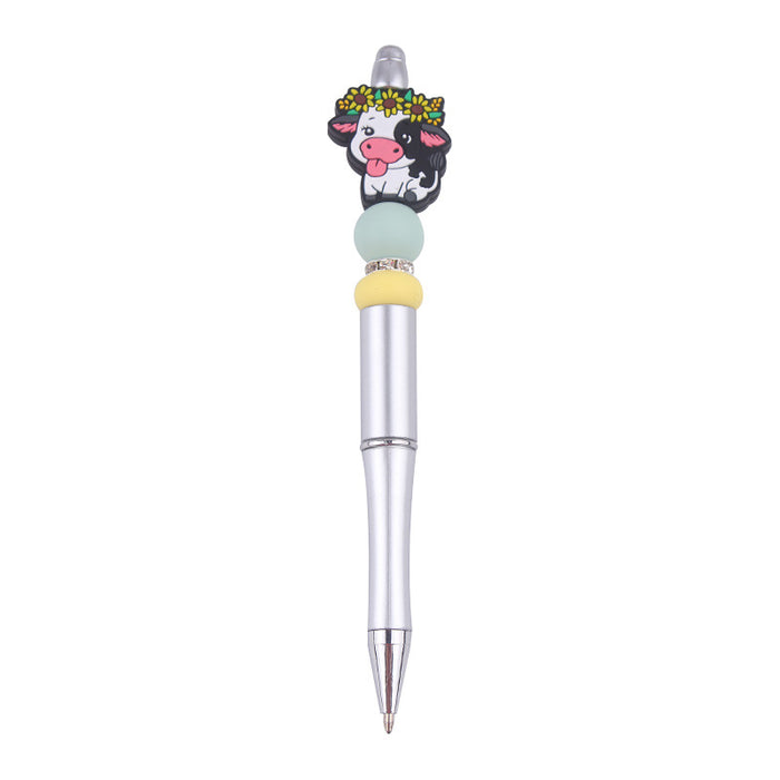 Wholesale Cartoon Cow Silicone Plastic Bead Pen JDC-PN-GuangTian006