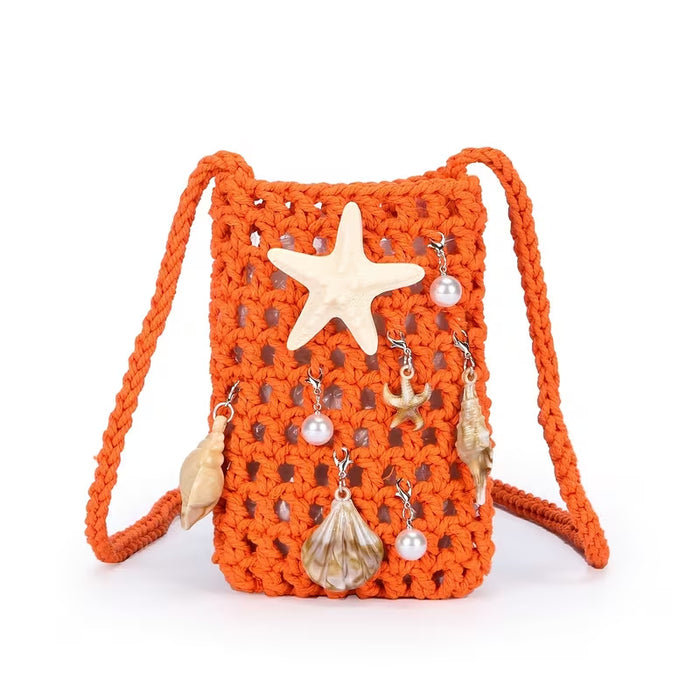 Wholesale Trendy Blue Cotton Rope Woven Small Crossbody Bag