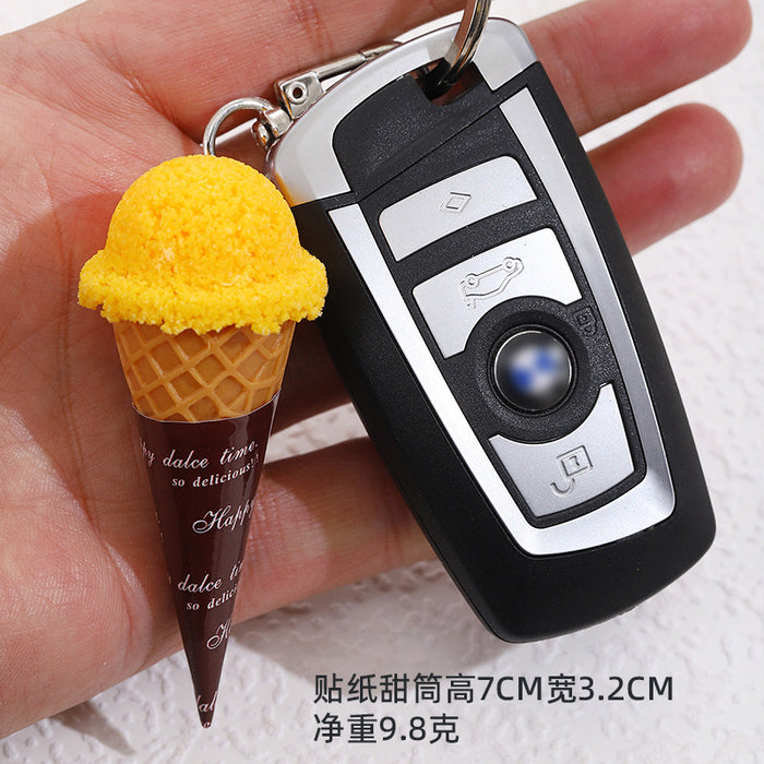 Wholesale PVC Cartoon Ice Cream Cone Keychain Fashion DIY Accessory MOQ≥2